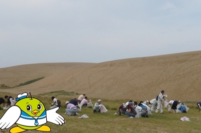 鳥取砂丘除草ボランティアの様子