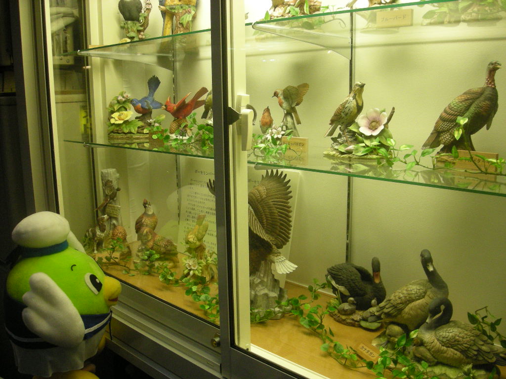 とっとり鳥回廊を覗き込むトリピー