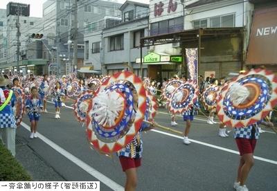 智頭街道の一斉踊りの様子