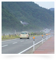 新温泉町の海水浴場。霧がたちこめ幻想的でした。