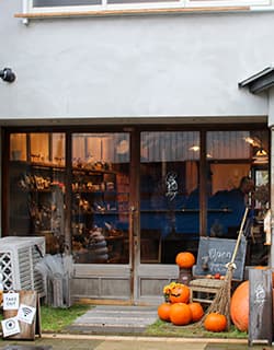 Goods&Café みっくす 外観店舗、グッズアンドカフェミックス 米子市の商店街にある築100年以上の薬局をリノベーションしたカフェ。梁や土壁をそのまま活かした趣のある空間です。こちらで人気のパフェは、季節ごと、年中のイベントごとに変わり、期間限定で登場。目でも舌でも楽しめる絶品・映えスイーツです。ほかに、昔ながらの硬めのプリンやミックスジュース、元々まかないメニューだったものがスタッフから好評でメニューに追加されたビビンバもおすすめ。鳥取県米子市日野町